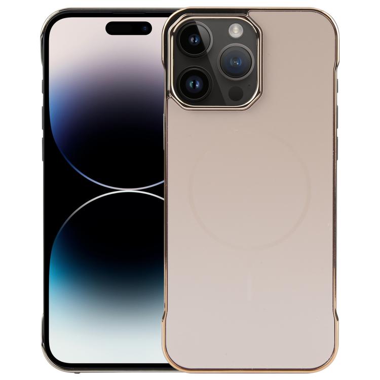 For iPhone 14 Pro Electroplating Frameless Frosted Anti-Glare PC MagSafe Phone Case(Desert Gold) - iPhone 14 Pro Cases by buy2fix | Online Shopping UK | buy2fix