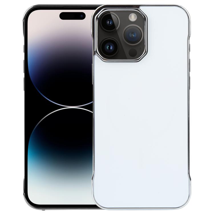 For iPhone 14 Pro Max Electroplating Frameless Frosted Anti-Glare PC MagSafe Phone Case(Silver White) - iPhone 14 Pro Max Cases by buy2fix | Online Shopping UK | buy2fix