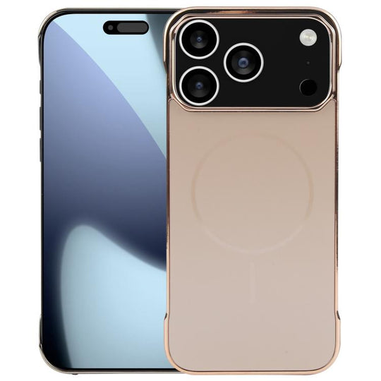 For iPhone 18 Pro / 17 Pro Electroplating Frameless Frosted Anti-Glare PC MagSafe Phone Case(Desert Gold)