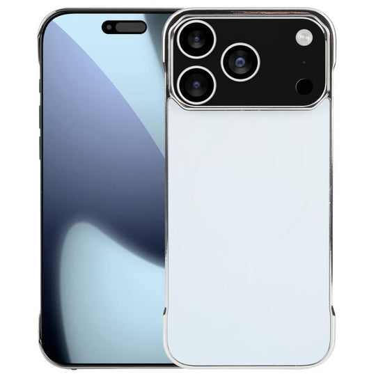 For iPhone 18 Pro / 17 Pro Electroplating Frameless Frosted Anti-Glare PC MagSafe Phone Case(Silver White)