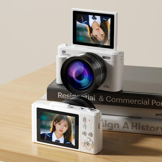V5 64MP Retro Digital Camera 4K Recording 180 Flip Screen, Style:Large Lens(White) - Children Cameras by buy2fix | Online Shopping UK | buy2fix