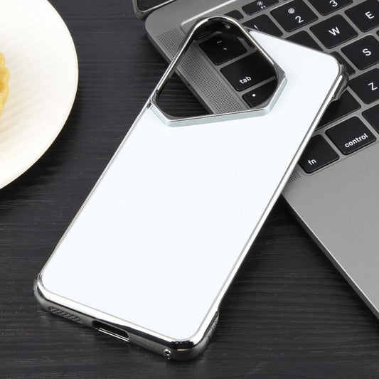 For Huawei Pura 70 Electroplating Frameless Frosted Anti-Glare PC MagSafe Phone Case(Silver White) - Huawei Cases by buy2fix | Online Shopping UK | buy2fix