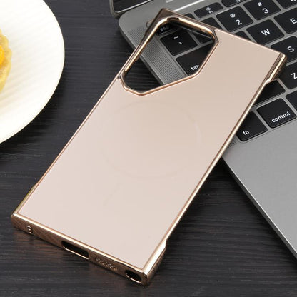 For Samsung Galaxy S22 Ultra 5G Electroplating Frameless Frosted Anti-Glare PC MagSafe Phone Case(Desert Gold) - Galaxy S22 Ultra 5G Cases by buy2fix | Online Shopping UK | buy2fix