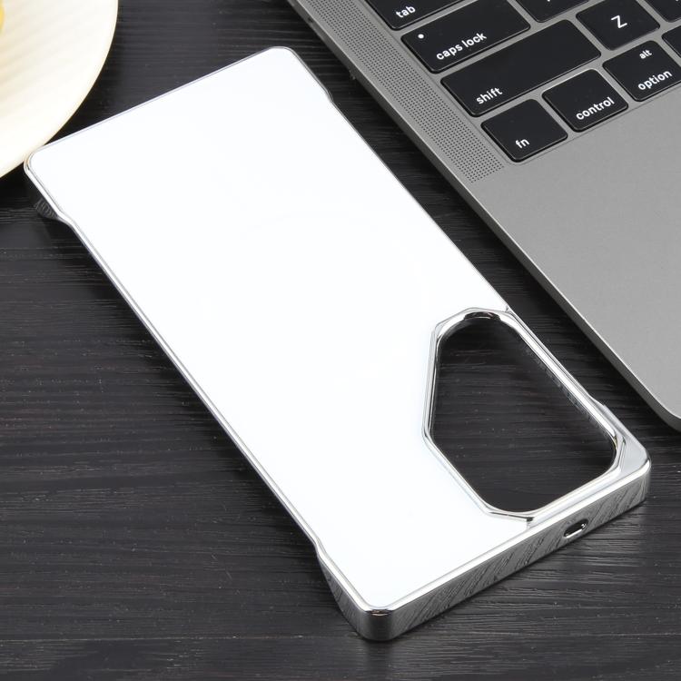 For Samsung Galaxy S22 Ultra 5G Electroplating Frameless Frosted Anti-Glare PC MagSafe Phone Case(Silver White) - Galaxy S22 Ultra 5G Cases by buy2fix | Online Shopping UK | buy2fix