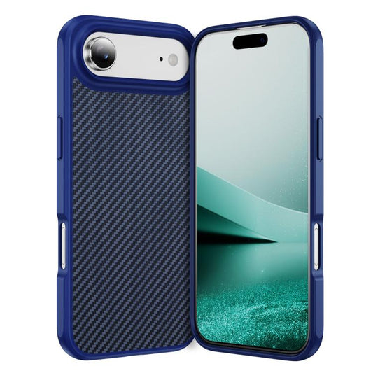 For iPhone Air Carbon Fiber Texture Skin-feel Acrylic TPU Phone Case(Blue) - iPhone Air Cases by buy2fix | Online Shopping UK | buy2fix