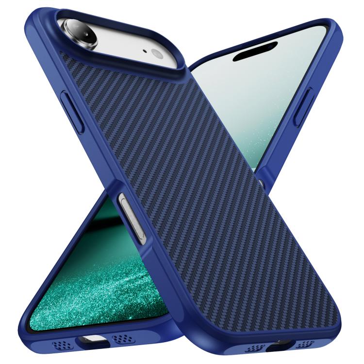 For iPhone Air Carbon Fiber Texture Skin-feel Acrylic TPU Phone Case(Blue) - iPhone Air Cases by buy2fix | Online Shopping UK | buy2fix