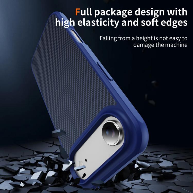For iPhone Air Carbon Fiber Texture Skin-feel Acrylic TPU Phone Case(Blue) - iPhone Air Cases by buy2fix | Online Shopping UK | buy2fix