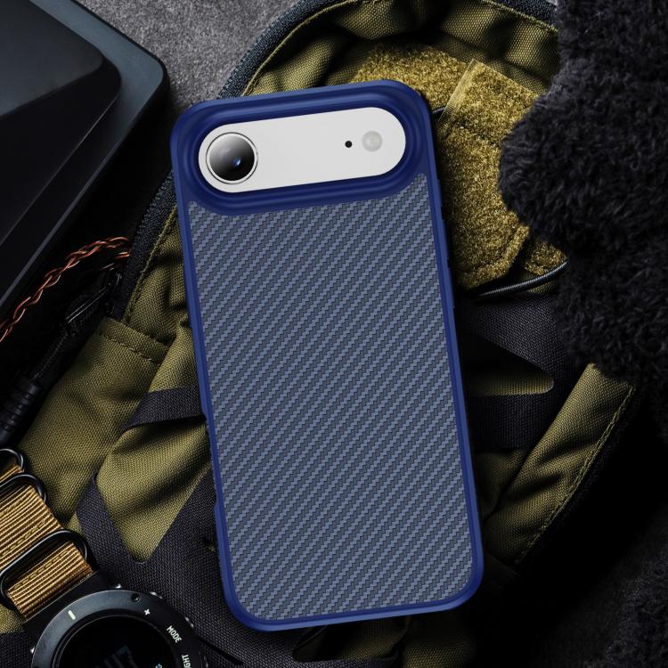 For iPhone Air Carbon Fiber Texture Skin-feel Acrylic TPU Phone Case(Blue) - iPhone Air Cases by buy2fix | Online Shopping UK | buy2fix