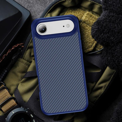 For iPhone Air Carbon Fiber Texture Skin-feel Acrylic TPU Phone Case(Blue) - iPhone Air Cases by buy2fix | Online Shopping UK | buy2fix