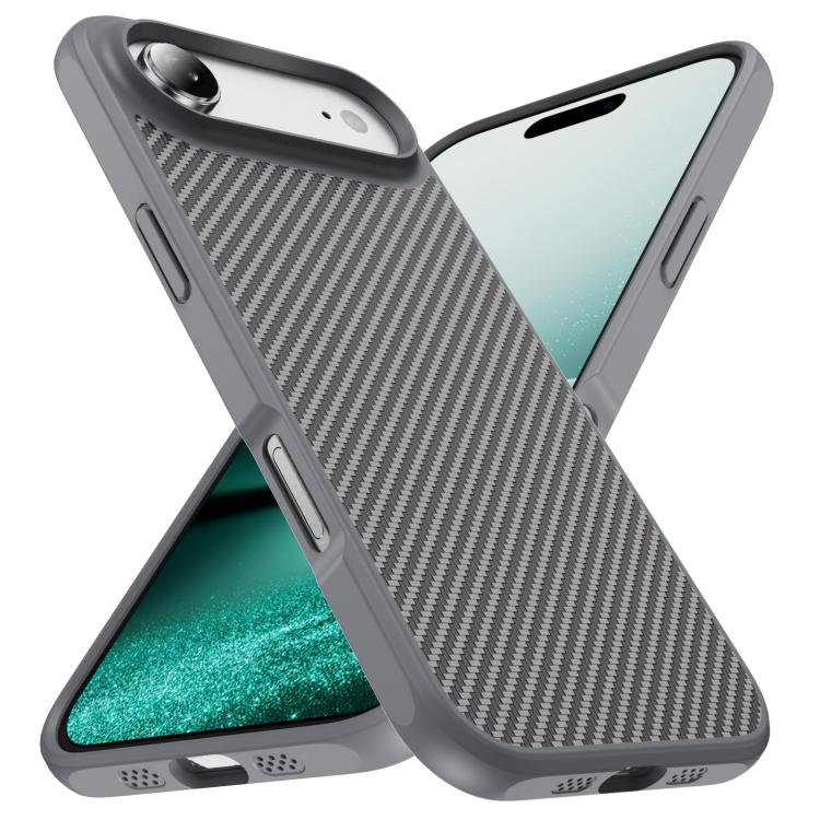 For iPhone Air Carbon Fiber Texture Skin-feel Acrylic TPU Phone Case(Grey) - iPhone Air Cases by buy2fix | Online Shopping UK | buy2fix