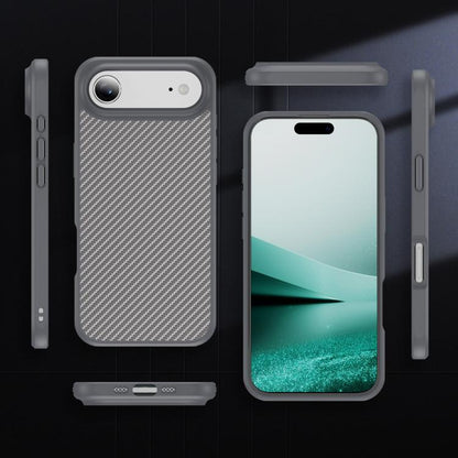 For iPhone Air Carbon Fiber Texture Skin-feel Acrylic TPU Phone Case(Grey) - iPhone Air Cases by buy2fix | Online Shopping UK | buy2fix