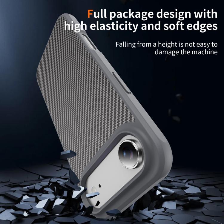 For iPhone Air Carbon Fiber Texture Skin-feel Acrylic TPU Phone Case(Grey) - iPhone Air Cases by buy2fix | Online Shopping UK | buy2fix