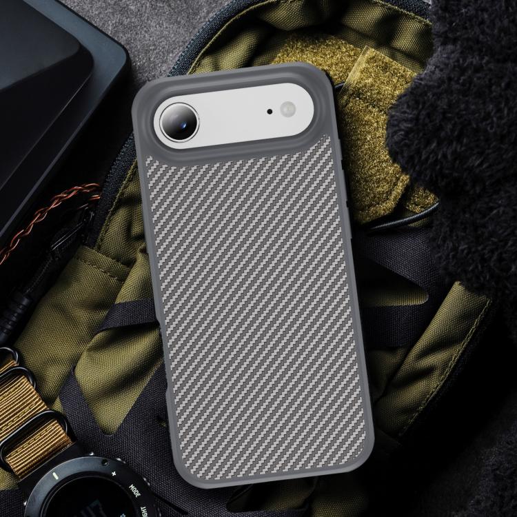 For iPhone Air Carbon Fiber Texture Skin-feel Acrylic TPU Phone Case(Grey) - iPhone Air Cases by buy2fix | Online Shopping UK | buy2fix
