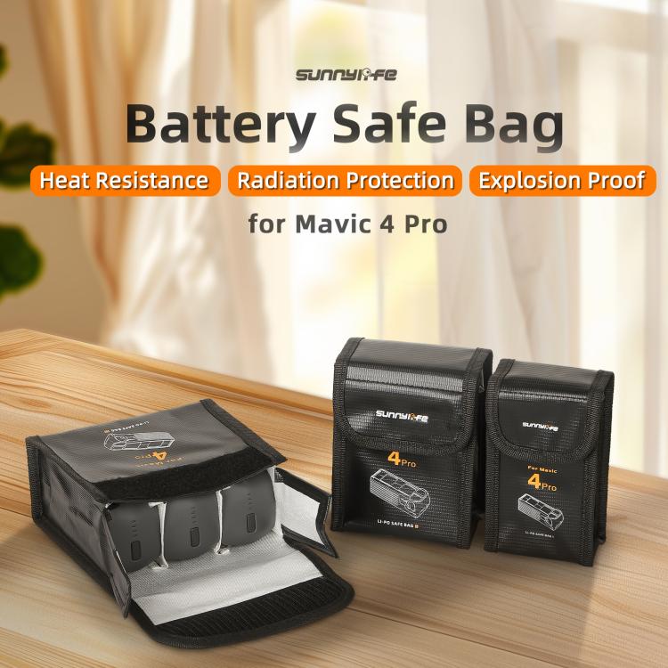 For DJI Mavic 4 Pro Sunnylife Battery Explosion-proof Safe Bag Protective Li-Po Safe Bag(For 3pcs Batteries) - Backpacks & Bags by Sunnylife | Online Shopping UK | buy2fix