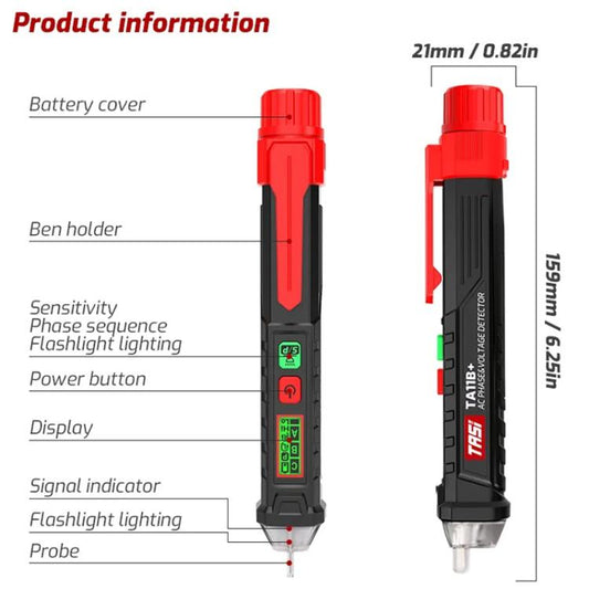 TASI TA11B+ Non-contact Inductive LCD Digital Display Tester - Current & Voltage Tester by TASI | Online Shopping UK | buy2fix
