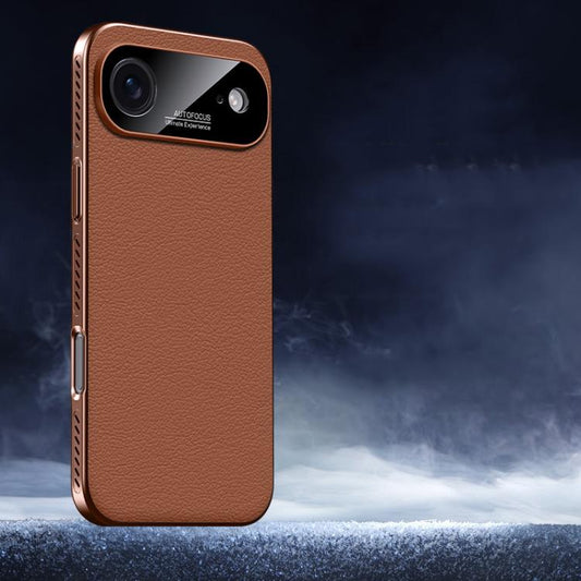 For iPhone Air Soft Armor Cooling Plain Leather Hybrid PC Phone Case(Brown) - iPhone Air Cases by buy2fix | Online Shopping UK | buy2fix