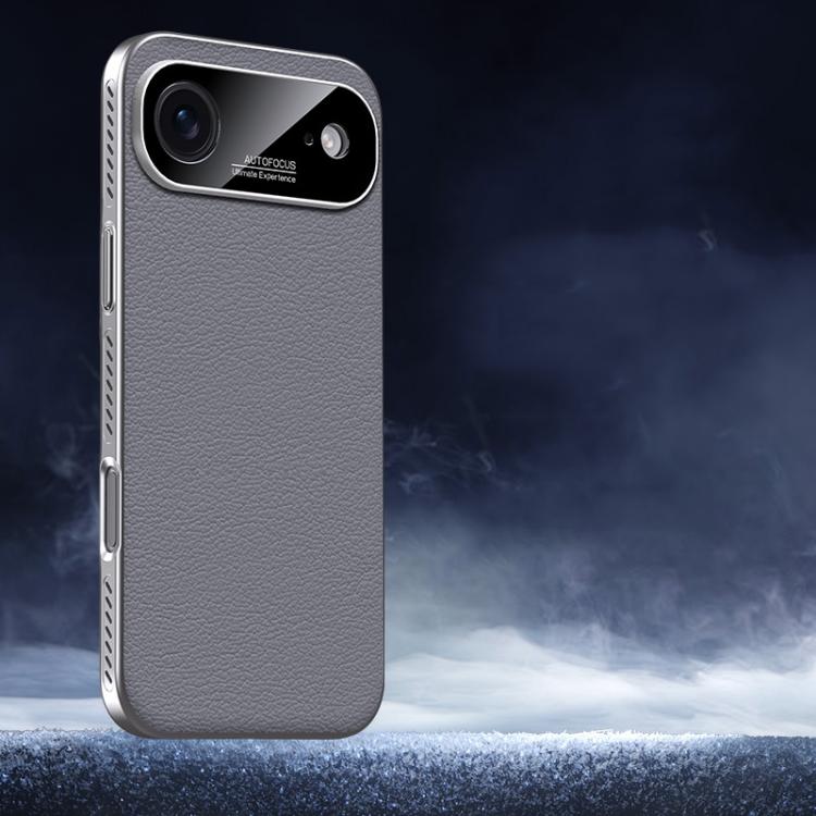 For iPhone Air Soft Armor Cooling Plain Leather Hybrid PC Phone Case(Grey) - iPhone Air Cases by buy2fix | Online Shopping UK | buy2fix