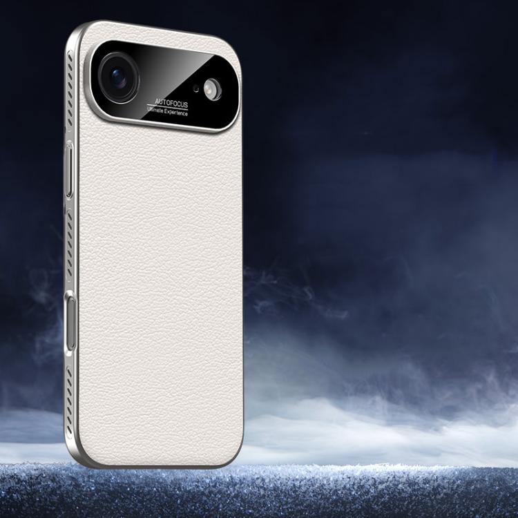 For iPhone Air Soft Armor Cooling Plain Leather Hybrid PC Phone Case(White) - iPhone Air Cases by buy2fix | Online Shopping UK | buy2fix