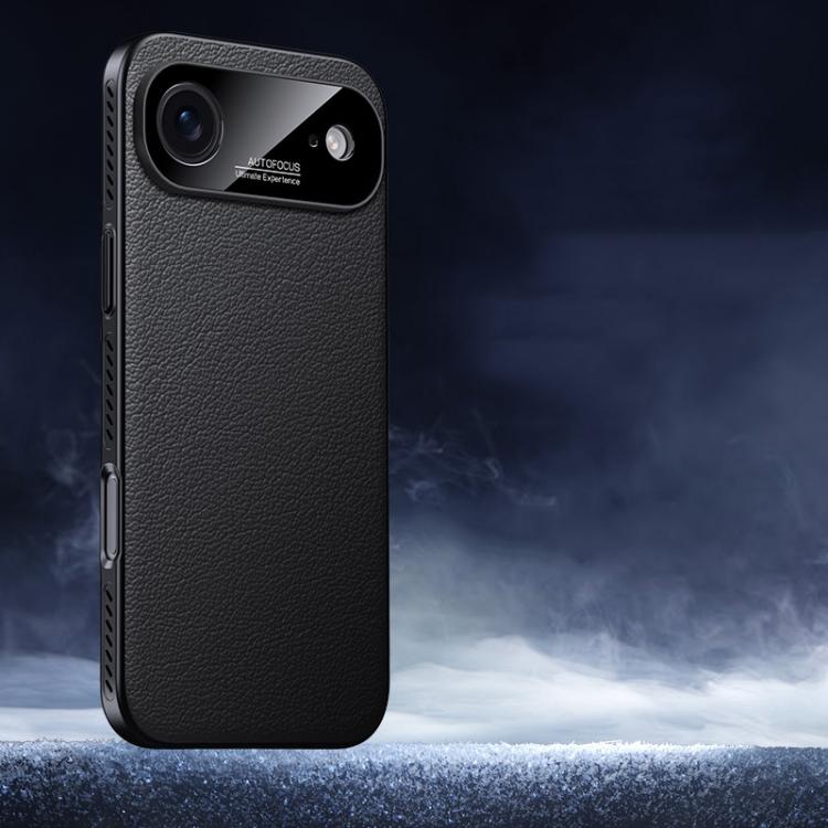 For iPhone Air Soft Armor Cooling Plain Leather Hybrid PC Phone Case(Black) - iPhone Air Cases by buy2fix | Online Shopping UK | buy2fix