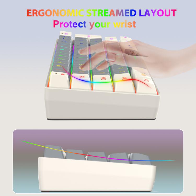 HXSJ V400 Wired Color Matching RGB Backlit Membrane Keyboard 63 Key Caps, Cable Length: 1.7m(Beige + Grey 2-color) - Wired Keyboard by HXSJ | Online Shopping UK | buy2fix
