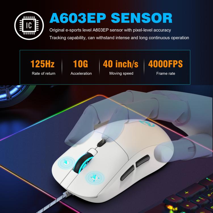 HXSJ X200 3600DPI Colorful Luminous Wired Mouse, Cable Length: 1.5m(White) - Wired Mice by HXSJ | Online Shopping UK | buy2fix