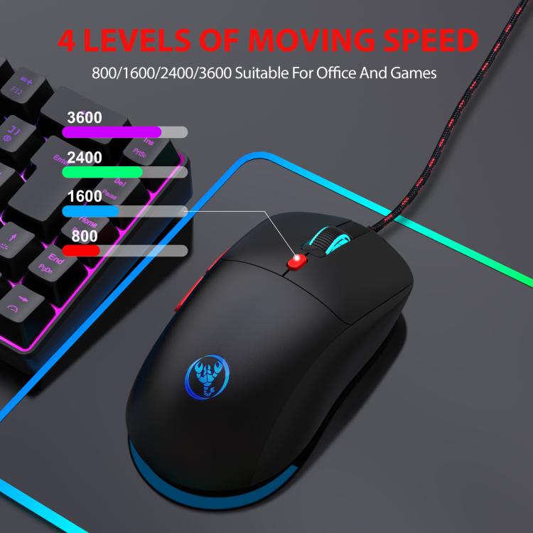 HXSJ X200 3600DPI Colorful Luminous Wired Mouse, Cable Length: 1.5m(White) - Wired Mice by HXSJ | Online Shopping UK | buy2fix