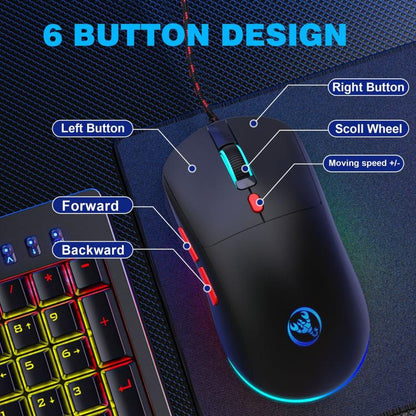 HXSJ X200 3600DPI Colorful Luminous Wired Mouse, Cable Length: 1.5m(White) - Wired Mice by HXSJ | Online Shopping UK | buy2fix