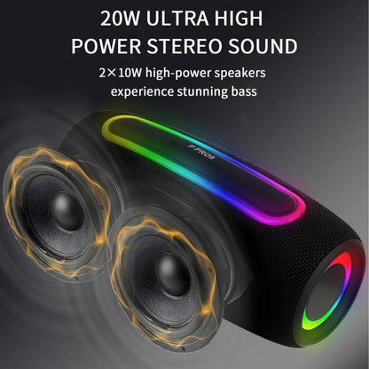 PRO9 20W Outdoor IPX6 Portable RGB Wireless Speakers Stereo Soundbar Subwoofer(Camouflage) - Waterproof Speaker by buy2fix | Online Shopping UK | buy2fix