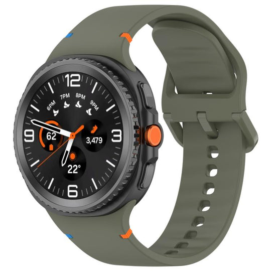For Galaxy Watch9 / 8 / 8 Classic xDfind Stitched Solid Color Silicone Watch Band, Size:20mm(Army Green)