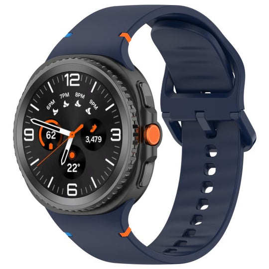 For Galaxy Watch9 / 8 / 8 Classic xDfind Stitched Solid Color Silicone Watch Band, Size:22mm(Midnight Blue)