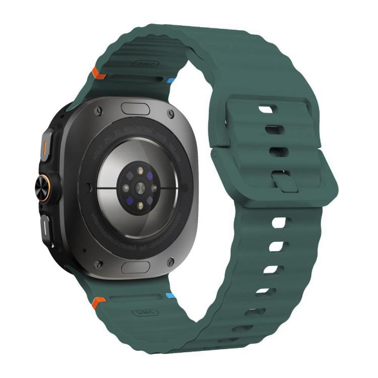 For Samsung Galaxy Watch8 Classic 46mm / Watch8 44mm / 40mm xDfind Wavy Grain Stitched Silicone Watch Band, Size:L(Pine Needle Green) - Watch Bands by xDfind | Online Shopping UK | buy2fix