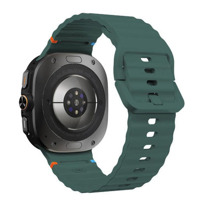 For Samsung Galaxy Watch8 Classic 46mm / Watch8 44mm / 40mm xDfind Wavy Grain Stitched Silicone Watch Band, Size:L(Pine Needle Green) - Watch Bands by xDfind | Online Shopping UK | buy2fix