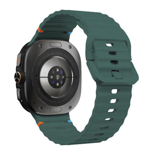 For Samsung Galaxy Watch8 Classic 46mm / Watch8 44mm / 40mm xDfind Wavy Grain Stitched Silicone Watch Band, Size:L(Pine Needle Green) - Watch Bands by xDfind | Online Shopping UK | buy2fix