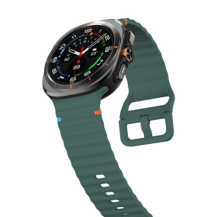 For Samsung Galaxy Watch8 Classic 46mm / Watch8 44mm / 40mm xDfind Wavy Grain Stitched Silicone Watch Band, Size:L(Pine Needle Green) - Watch Bands by xDfind | Online Shopping UK | buy2fix