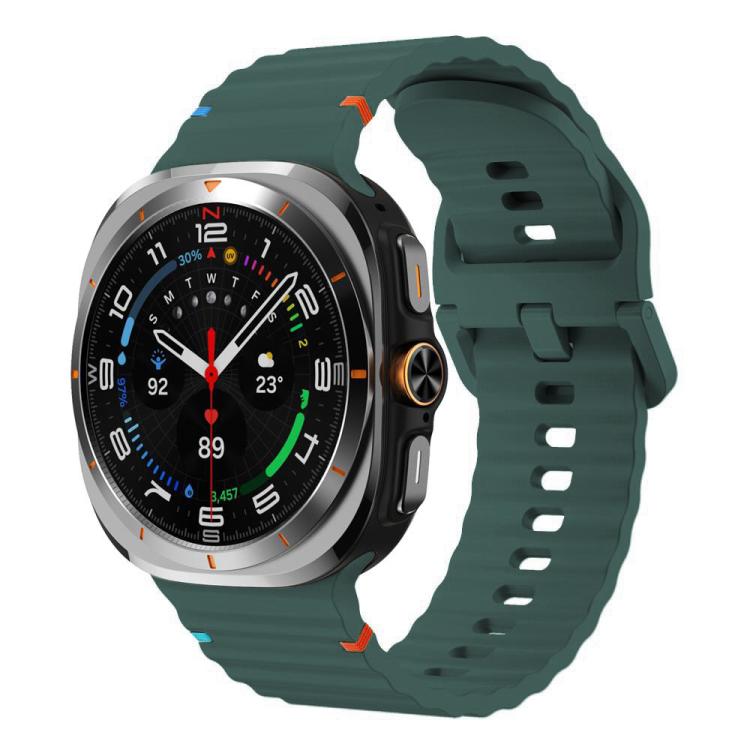 For Samsung Galaxy Watch8 Classic 46mm / Watch8 44mm / 40mm xDfind Wavy Grain Stitched Silicone Watch Band, Size:L(Pine Needle Green) - Watch Bands by xDfind | Online Shopping UK | buy2fix