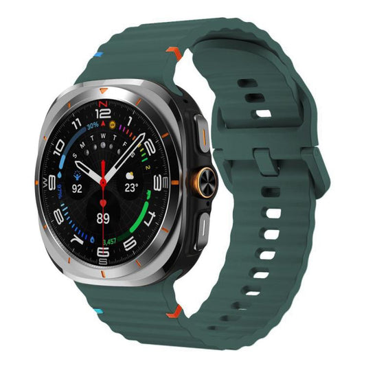 For Samsung Galaxy Watch8 Classic 46mm / Watch8 44mm / 40mm xDfind Wavy Grain Stitched Silicone Watch Band, Size:L(Pine Needle Green) - Watch Bands by xDfind | Online Shopping UK | buy2fix