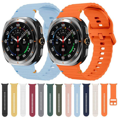 For Samsung Galaxy Watch8 Classic 46mm / Watch8 44mm / 40mm xDfind Wavy Grain Stitched Silicone Watch Band, Size:L(Pine Needle Green) - Watch Bands by xDfind | Online Shopping UK | buy2fix