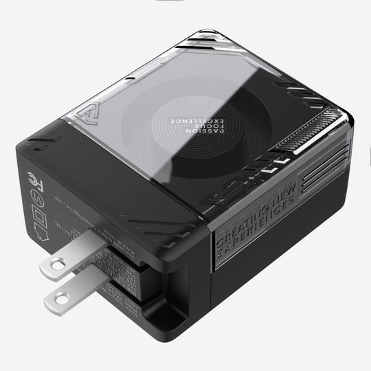 Nillkin IceCore Retractable 65W GaN Fast Charger with Type-C / USB-C Cable, US Plug(Black)