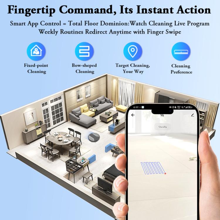 V6 Sweeping Mopping Suction 3 in 1 Automatic Charging Sweeping Robot(Black) - Robot Vacuum Cleaner by buy2fix | Online Shopping UK | buy2fix