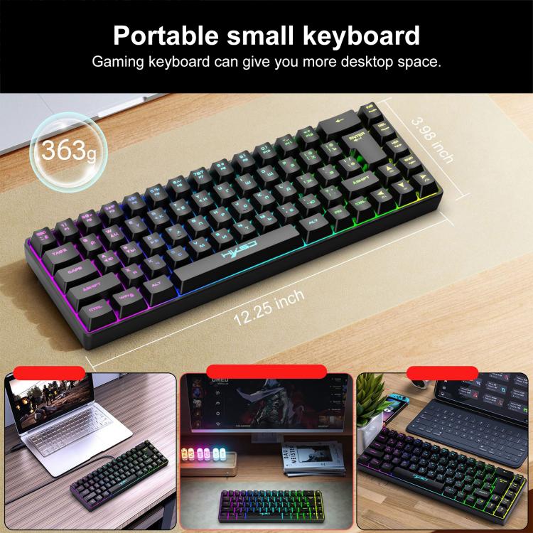 HXSJ V200 Russian Version Wired RGB Backlit Mechanical Keyboard 68 Key Caps, Cable Length: 1.7m(White) - Wired Keyboard by HXSJ | Online Shopping UK | buy2fix