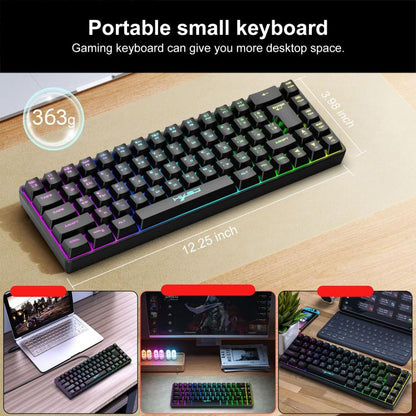 HXSJ V200 Russian Version Wired RGB Backlit Mechanical Keyboard 68 Key Caps, Cable Length: 1.7m(White) - Wired Keyboard by HXSJ | Online Shopping UK | buy2fix