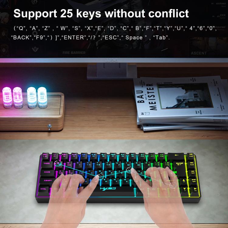 HXSJ V200 Russian Version Wired RGB Backlit Mechanical Keyboard 68 Key Caps, Cable Length: 1.7m(White) - Wired Keyboard by HXSJ | Online Shopping UK | buy2fix