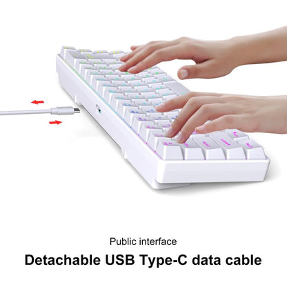 HXSJ V200 Russian Version Wired RGB Backlit Mechanical Keyboard 68 Key Caps, Cable Length: 1.7m(White) - Wired Keyboard by HXSJ | Online Shopping UK | buy2fix