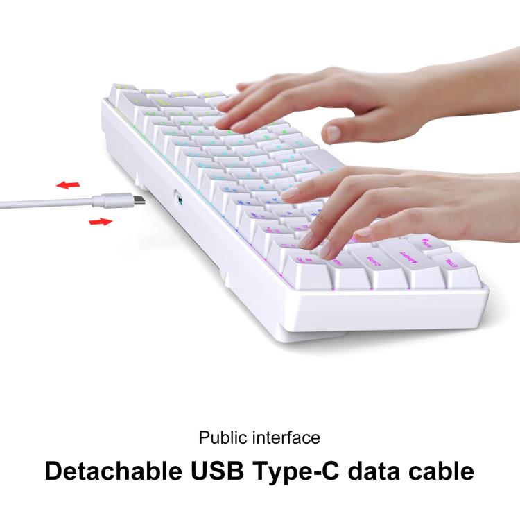 HXSJ V200 Russian Version Wired RGB Backlit Mechanical Keyboard 68 Key Caps, Cable Length: 1.7m(Black) - Wired Keyboard by HXSJ | Online Shopping UK | buy2fix
