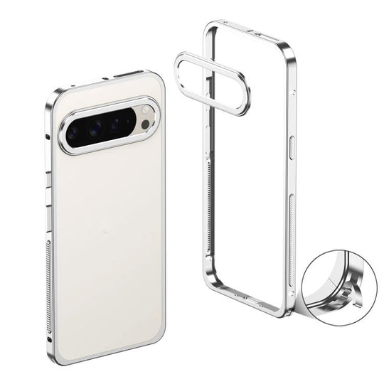 For Google Pixel 10 Pro XL Metal Frame Heat Dissipation Phone Case with Camera Guard Ring(Silver)