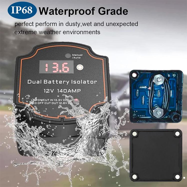 IP68 12V 140A Car Smart Dual Battery Isolation Controller with Digital Display Voltmeter, Type:5m Set - Relays by buy2fix | Online Shopping UK | buy2fix