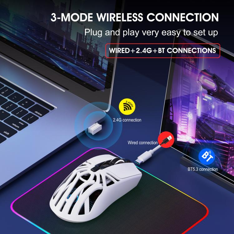 HXSJ T400 Tri-mode Rechargeable Wireless Mouse(Black) - Wireless Mice by HXSJ | Online Shopping UK | buy2fix