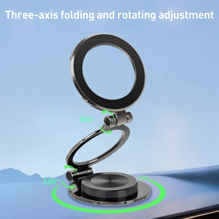 G222 Three-axis Folding MagSafe Magnetic Car Phone Holder(Gun Metal) - Universal Car Holders by buy2fix | Online Shopping UK | buy2fix