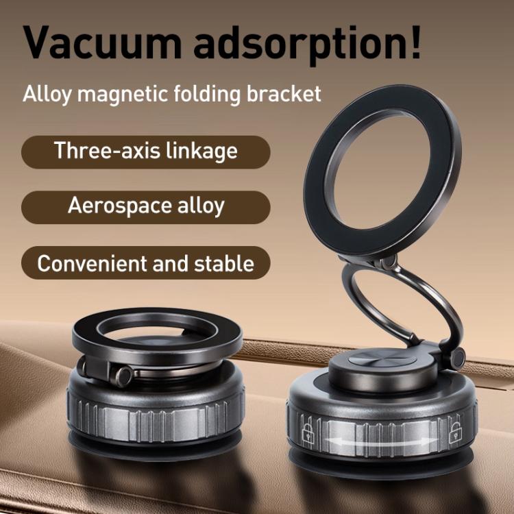 G512 Three-axis Folding Vacuum Adsorption Magnetic Car Phone Holder(Silver) - Universal Car Holders by buy2fix | Online Shopping UK | buy2fix
