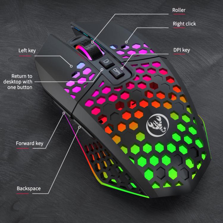 HXSJ T500 Hole Mouse 2.4G Backlight Rechargeable Wireless Mouse(White) - Wireless Mice by HXSJ | Online Shopping UK | buy2fix